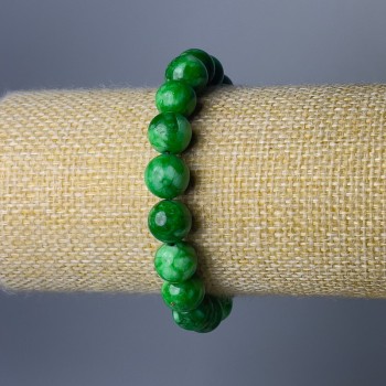 Náramek z chrysoprasu (umělý akryl) hladké korálky, průměr 10 mm, délka 18 cm (elastický)