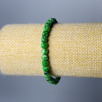 Náramek z chrysoprazu, přírodní kámen, facettované kubické korálky, průměr 5,5 mm, délka 18 cm (elastický)