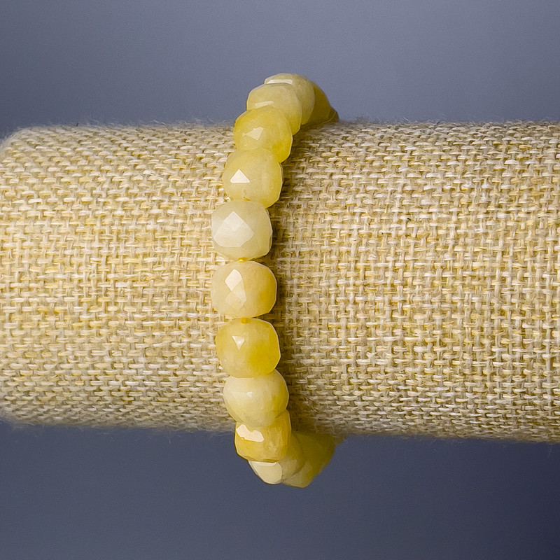 Náramek z citrínu, přírodní kámen, broušené kostky, průměr 9 mm, délka 18 cm (elastický)