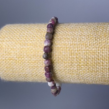 Náramek z turmalínu, přírodní kámen, facettované kubické korálky, průměr 5 mm, délka 18 cm (elastický)