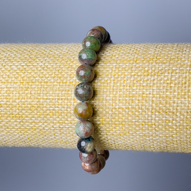 Náramek z melounového granátu z přírodního kamene, hladké granátové korálky o průměru 8,5 mm, délka 18 cm (elastický)