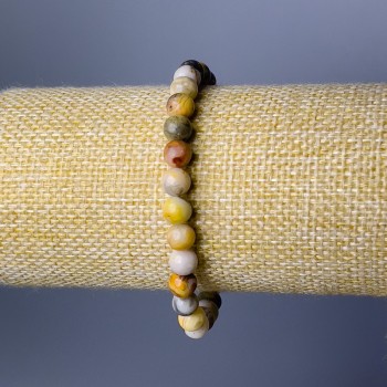 Náramek z marockého achátu, přírodní kámen, hladký korálek, průměr 7 mm, délka 18 cm (elastický)