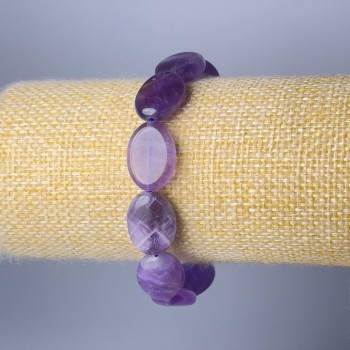 Náramek z přírodního ametystu, oválné články, průměr 13×18 mm, délka 18 cm (elastický)