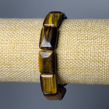 Náramek z tygřího oka, přírodní kámen, obdélníkové články, rozměry cca 13×18 mm, délka 18 cm (elastický)