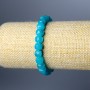 Náramek z akvamarínu, přírodní kámen, broušené kubické korálky, průměr 7 mm, délka 18 cm (na pružence)
