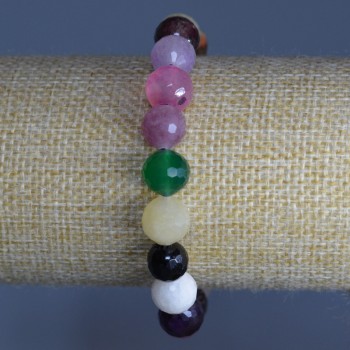 Náramek «Assorti» z přírodních kamenů, granované korálky, průměr 10 mm, délka 18 cm (elastický)