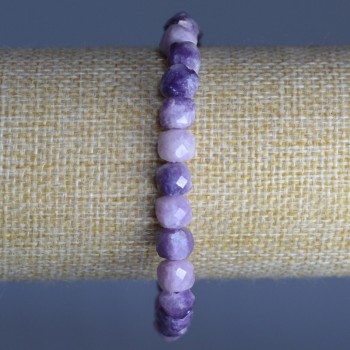 Náramek z lepidolitu – přírodní kámen, broušené kubíky, průměr 7 mm, délka 18 cm (elastický)