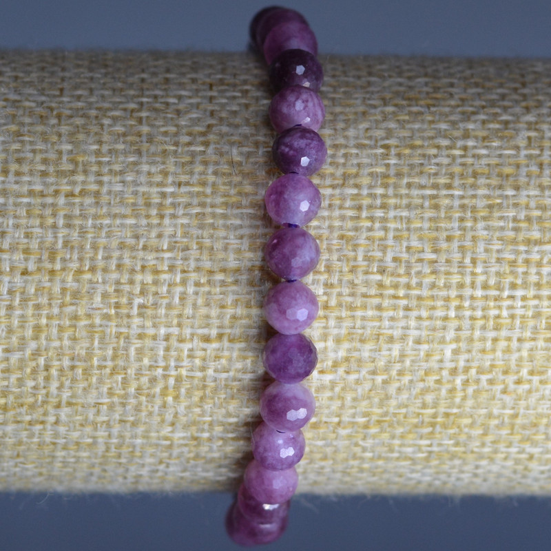 Náramek z rubelitového turmalínu z přírodního kamene, brusovaná kulička, průměr 6 mm, délka 18 cm (elastický)