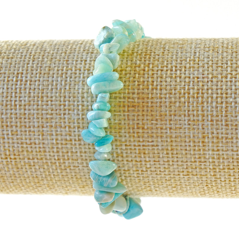 Náramek z amazonitu, drobné korálky z přírodního kamene, průměr 6×3 mm ±, délka 18 cm ± (elastický)