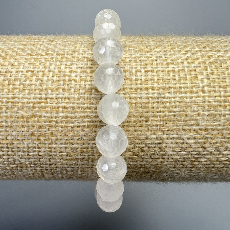 Náramek z horského křišťálu, přírodní kámen, broušená korálka, průměr cca 8 mm, délka cca 18 cm (elastický)