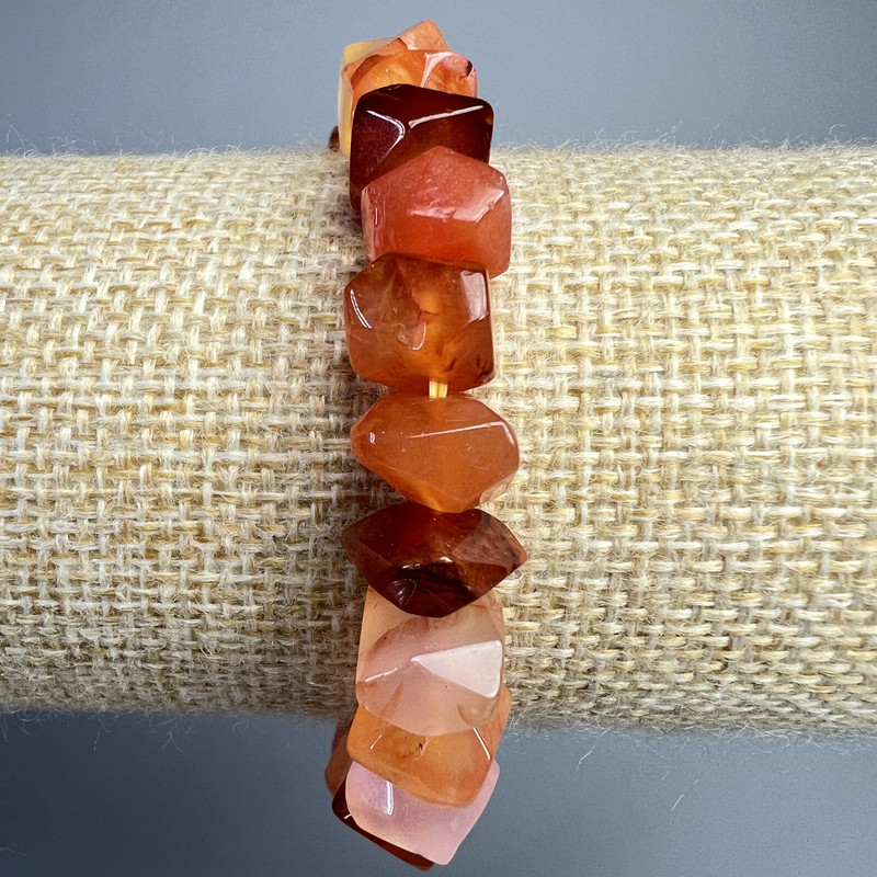 Náramek botsvanský achát oranžový, granované rondely, průměr 10×7 mm, délka cca 18 cm (elastický)