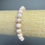 Náramek z růžového opálu, přírodní kámen, brusovaný rondel, průměr 8×6 mm, délka 18 cm (+-), elastický podklad, s korálkami