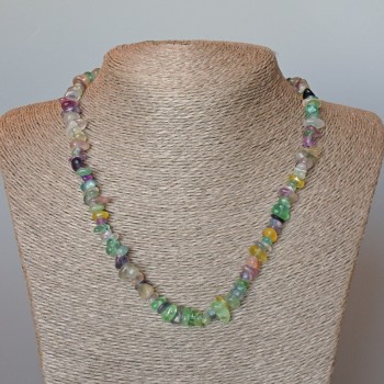 Náhrdelník z fluoritu, přírodní kámen, fasetované korálky, průměr 8×3 mm, délka 47 cm