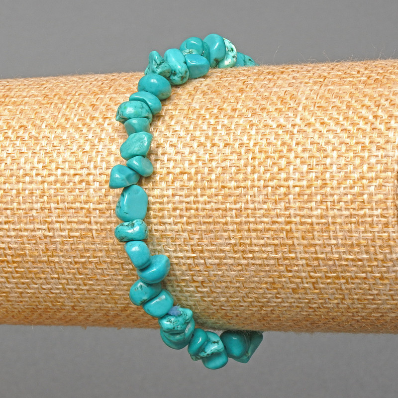 Náramek z tyrkysu – tyrkysové drobky, průměr 6×4 mm, délka 18 cm (elastický)