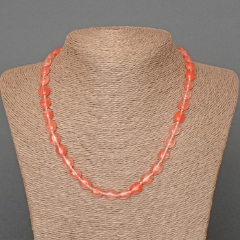 Náhrdelník z chalcedonu, přírodní kámen, oválné korálky 8×10 mm, délka 48 cm