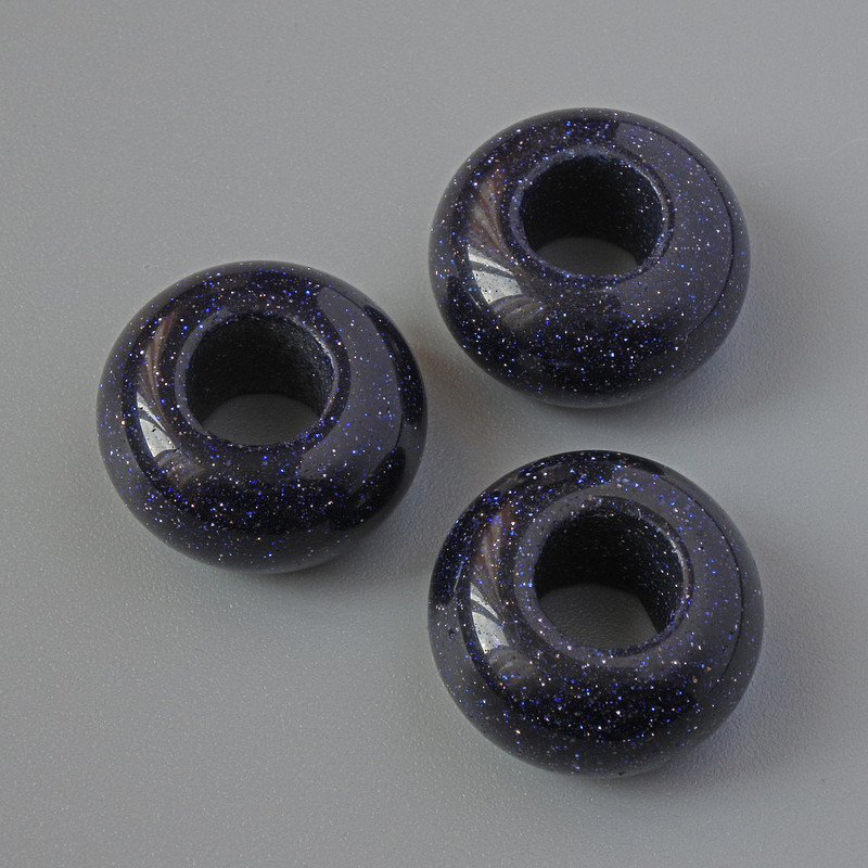 Korálek Pandora Aventurín Modrý písek Noční Káhira (syntetický), průměr 14×7 mm, otvor 5,5 mm+