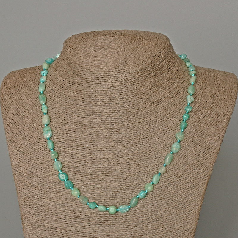Náhrdelník z larimaru z přírodního kamene, fasetované korálky, průměr 6×8 mm, délka 49 cm