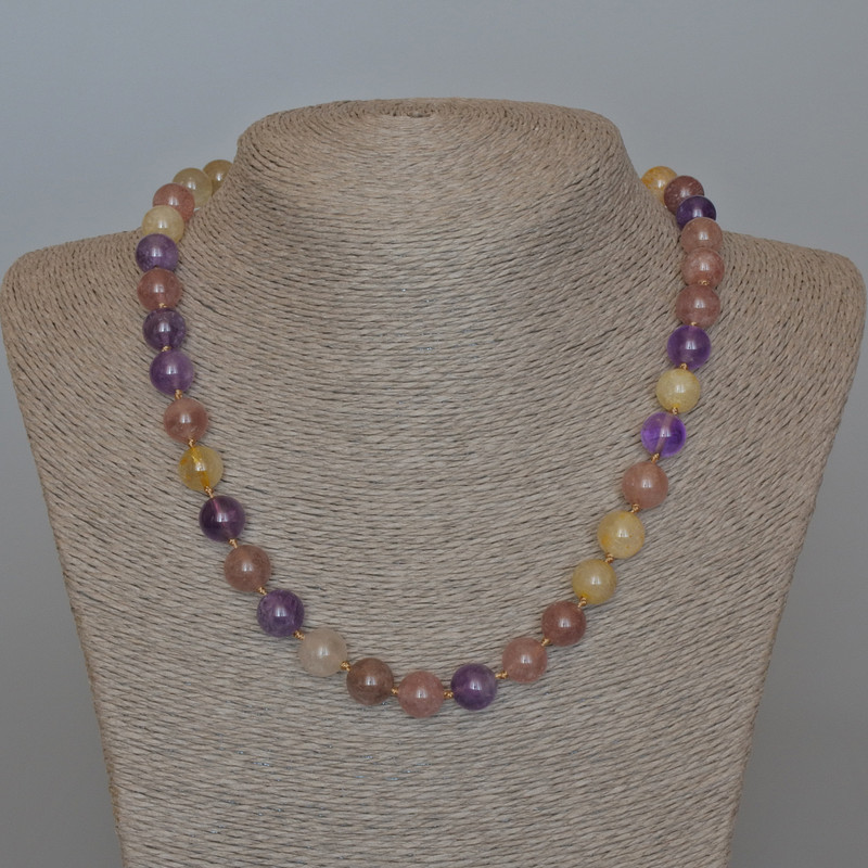 Náhrdelník Assort z přírodních kamenů – hladké kuličky, průměr 10 mm, délka cca 49 cm