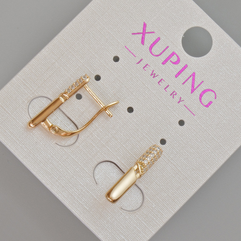 Náušnice Xuping se bílými kamínky, průměr 17×3 mm ± pozlacení 18K