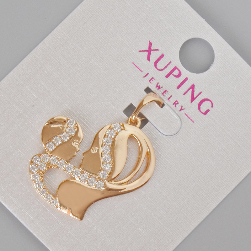 Přívěšek Xuping «Máma s miminkem» se štrasami, průměr 28×23 mm, pozlacený 18K
