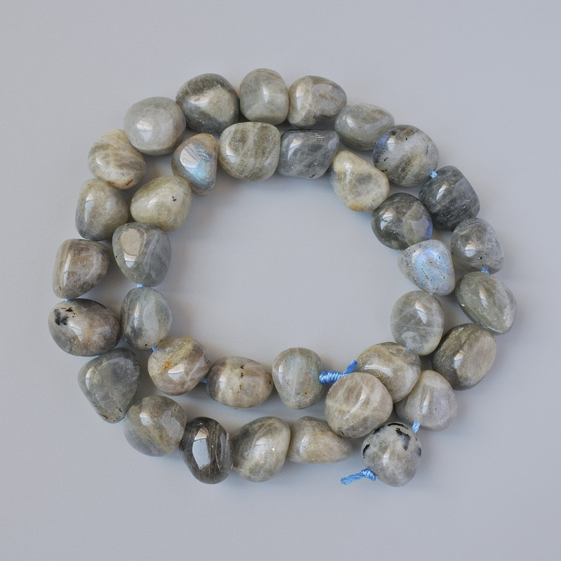 Korálky labradoritu z přírodního kamene, facetované, průměr 11×13 mm, délka cca 40 cm, na niti