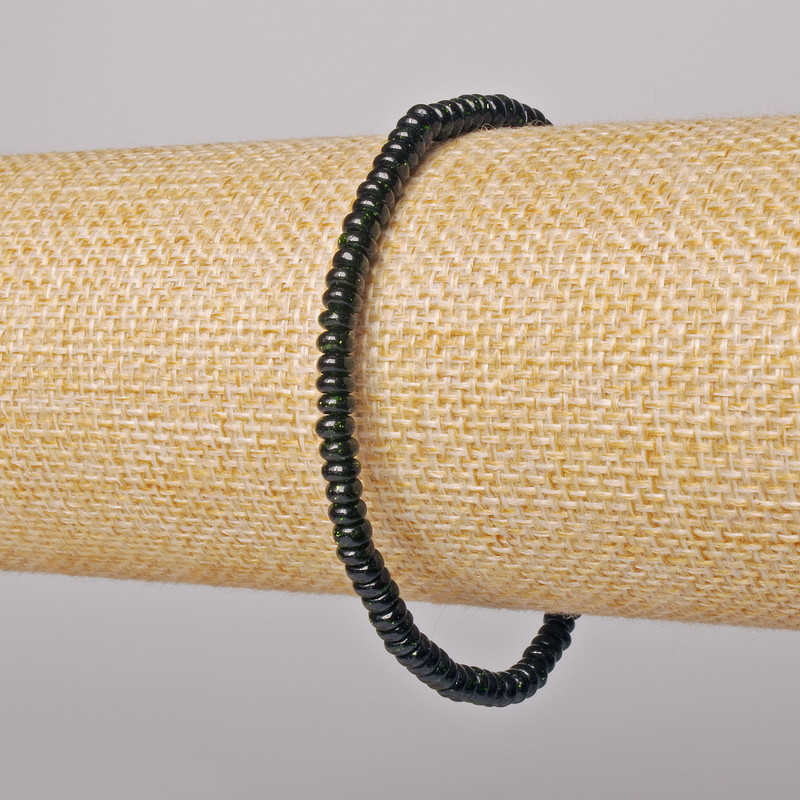 Náramek ze zeleného aventurínu, syntetický hladký rondel, průměr 4×2 mm, délka 18 cm ± (na elastické šňůře)