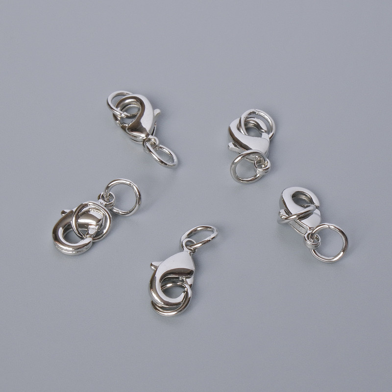 Karbínové zapínání, rozměr 12×6 mm, stříbrná barva kovu, 1 ks