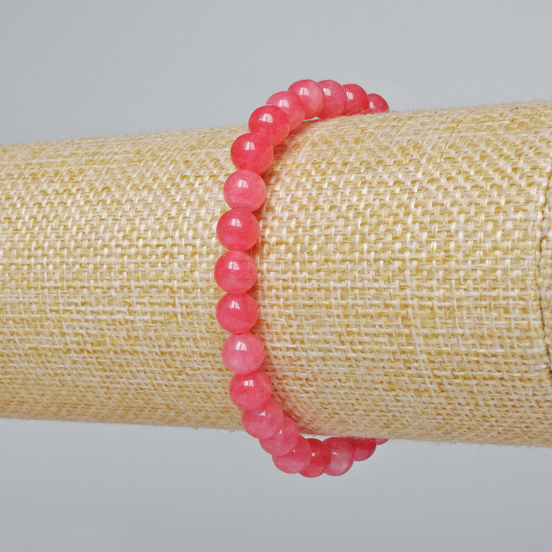 Náramek z turmalínu (umělý) – hladké korálky, průměr 6 mm ±, délka 18 cm ± (elastický)