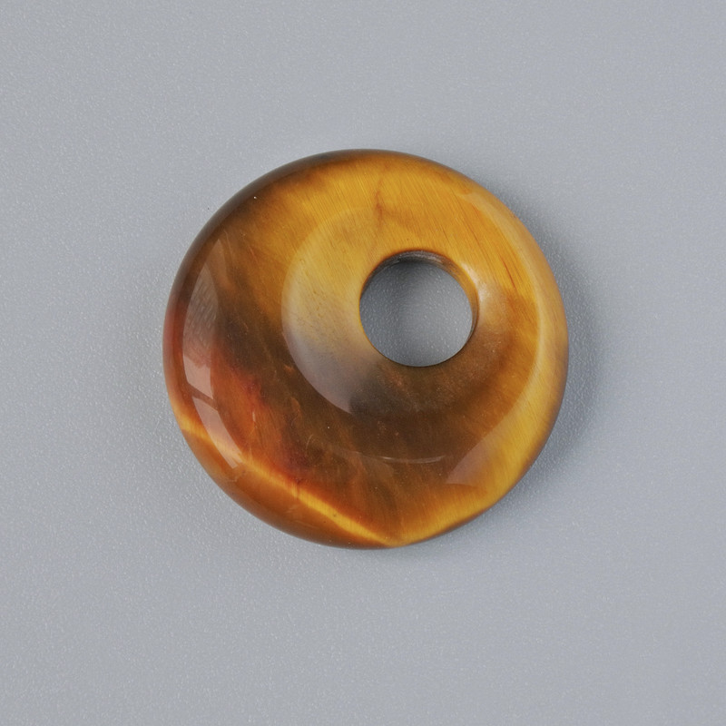 Přívěšek ve tvaru donutu z tygřího oka, z přírodního kamene, rozměr 18 × 5 mm ±, průvlek 5 mm