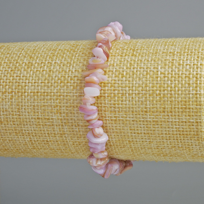 Náramek tónovaný lilová perleť – drobné úlomky, průměr 7×2 mm, délka 18 cm ± (elastický)