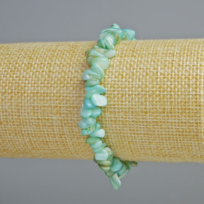 Náramek z modré perleti, drobná zrnka, průměr 7×2 mm, délka 18 cm (elastický)