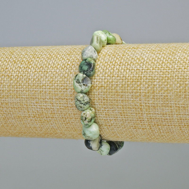 Náramek z valitu z přírodního kamene, brusované korálky, průměr cca 10 mm, elastický, délka 18 cm+