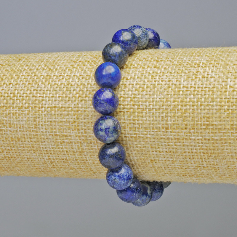 Náramek z lazuritu, přírodní kámen, hladká korálka, průměr 10 mm ± (elastický), délka 18 cm+