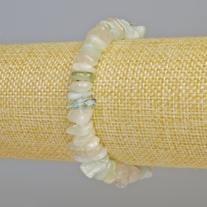 Náramek Morganit z přírodního kamene, drobné kousky, průměr 12×4 mm ± (elastický), délka 18 cm+