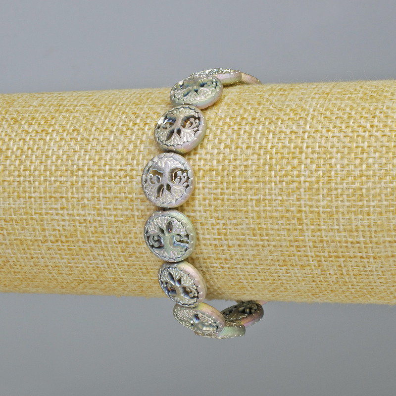 Náramek hematit «Strom» barva matného chameleona, průměr 12,5×4,5 mm, délka 18 cm +- (elastický)