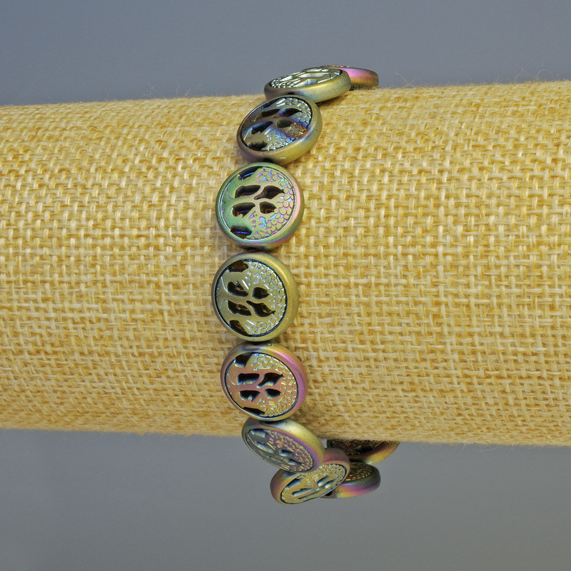 Náramek z hematitu, matná barva chameleon, průměr 12×4,5 mm, délka 18 cm, elastický