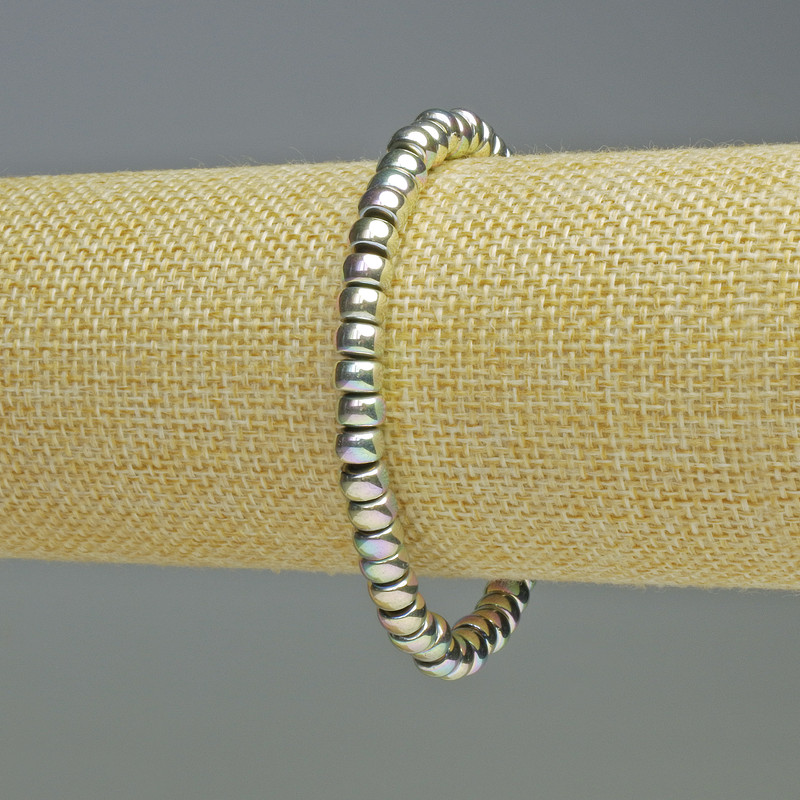 Náramek z duhového hematitu, róndelové korálky, duhová barva, průměr 6×4 mm, délka 18 cm, elastický