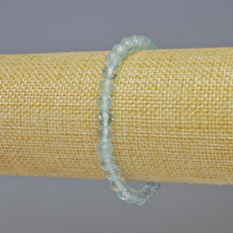 Náramek z přírodního topazu, broušená korálka o průměru 6 mm ±, délka 18 cm ±, elastický