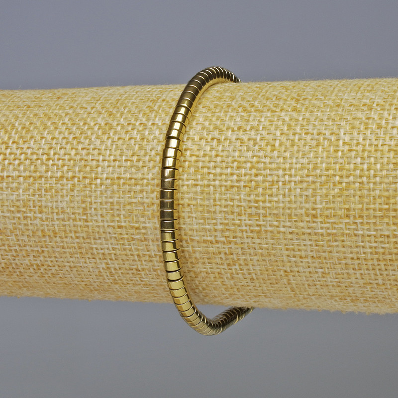 Náramek z hematitu rondel v zlatém odstínu, průměr 4×2 mm, délka 18 cm, elastický