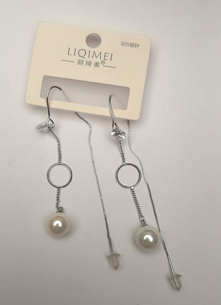 Náušnice peckové dlouhé, série 925 Mallorca, průměr 10 mm, délka 80 mm