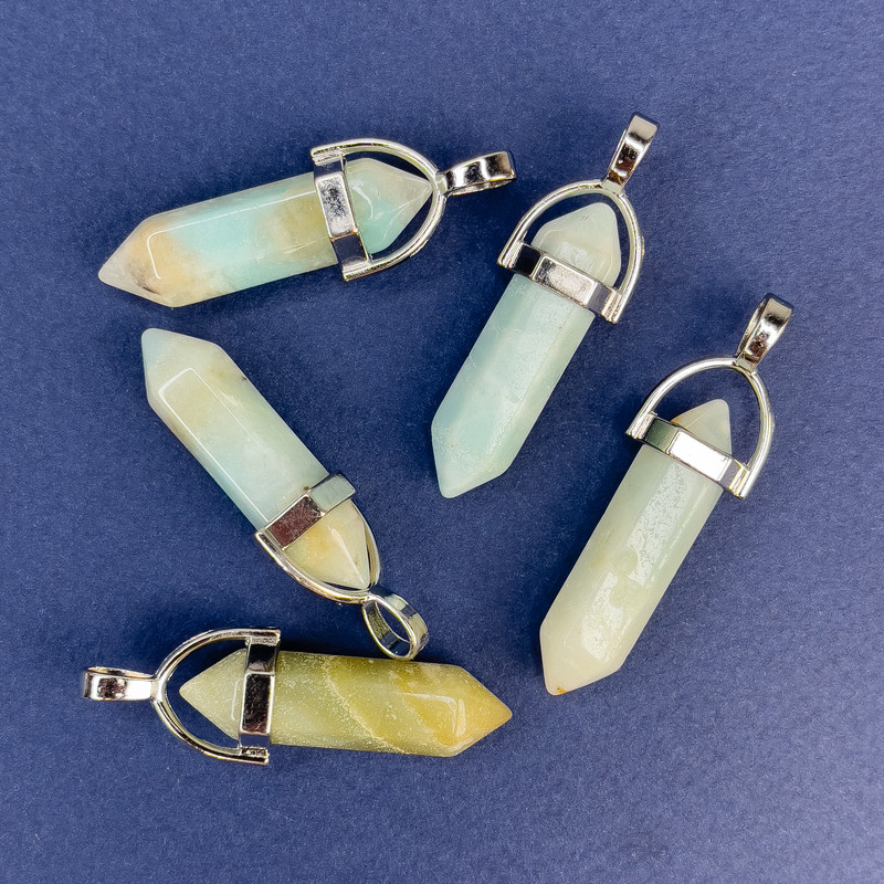 Přívěšek z amazonitu ve tvaru šestiúhelníku 40 mm+