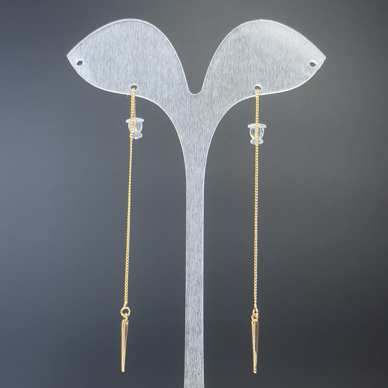 Náušnice peckové Xuping s řetízkem, délka 8,5 cm, pozlacení 18K