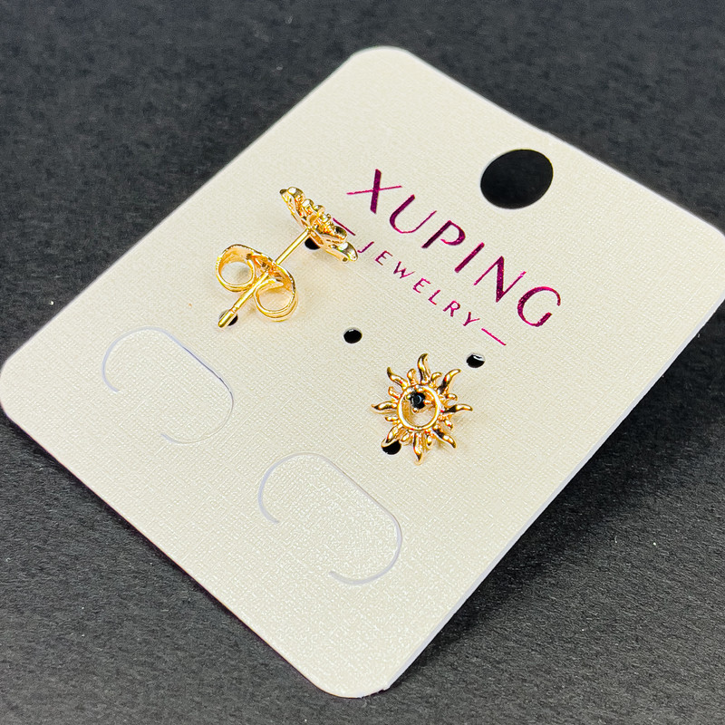 Náušnice pecky Xuping se černým krystalem o průměru cca 9 mm, pozlacené 18K