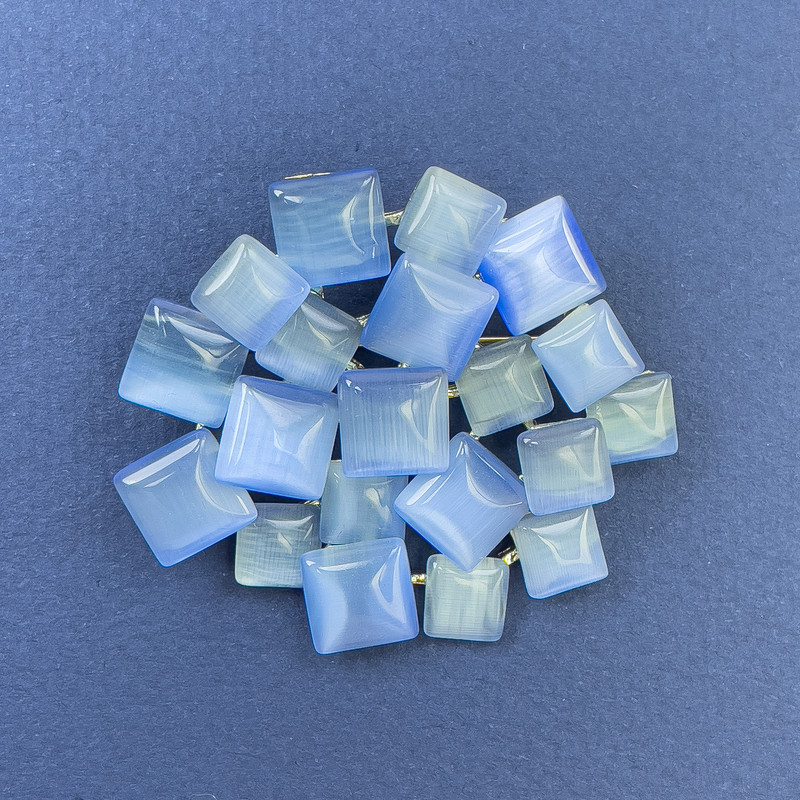 Brož-kulon Akcent s modrým kočičím okem, zlatý kov, 44×49 mm+