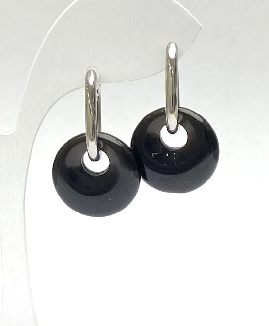 Náušnice z achátu, průměr 18 mm ±, délka 31 mm ±