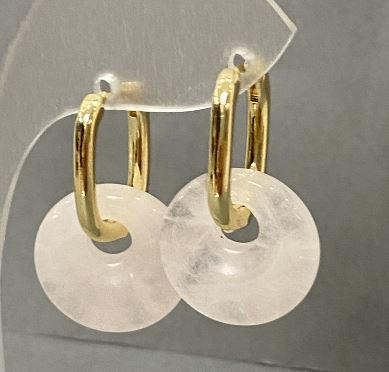 Náušnice z horského křišťálu, průměr cca 15 mm, délka cca 27 mm