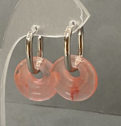 Náušnice z kalcedonu ve tvaru kruhu, průměr 18 mm, délka 31 mm