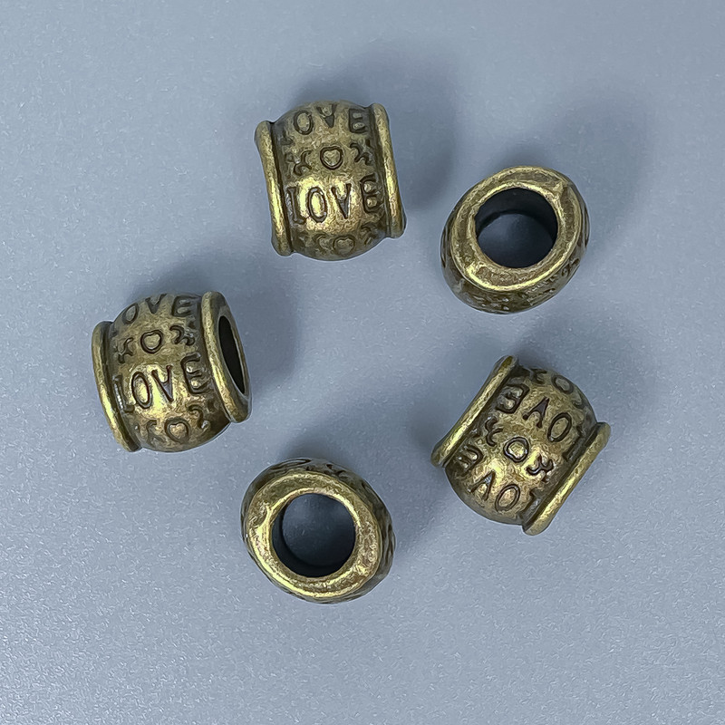 Bronzová korálková vložka – šperkařská komponenta, průměr 9×10 mm ± otvor 5 mm ± balení 10 ks