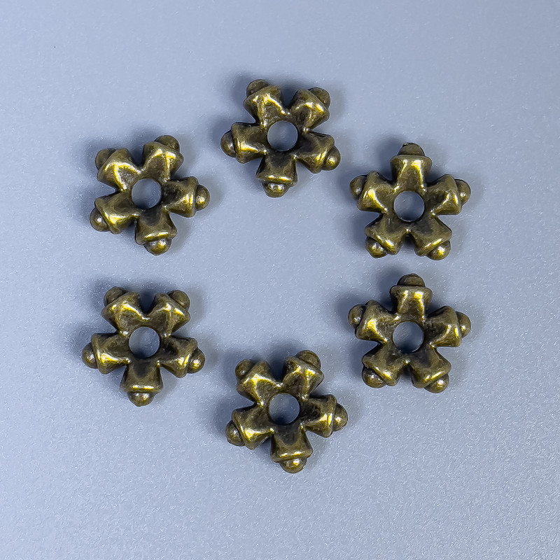 Фурнітура намистина вставка колір металу бронза, діаметр 11х4мм+- отвір, діаметр 3мм+- фасування 20шт