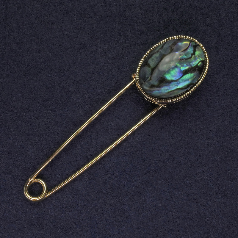 Брошка шпилька Халіотіс 78х20мм+- колір металу золотистий